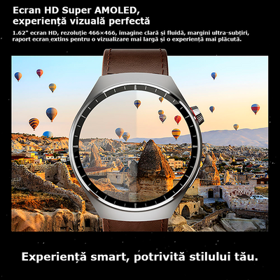 Smartwatch Watch 4 Pro Super AMOLED 1.55” HD, IP67, Bluetooth 5.3, monitorizare sănătate și sport, 3 curele incluse