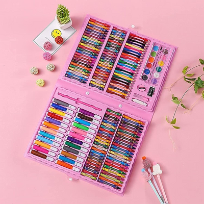 Trusă de Desen pentru Copii 168 Piese, Carioci, Creioane, Pasteluri, Acuarele și Accesorii