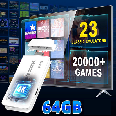Consolă portabilă HDMI, 20.000+ jocuri, 4K, 64GB, 2 controllere wireless