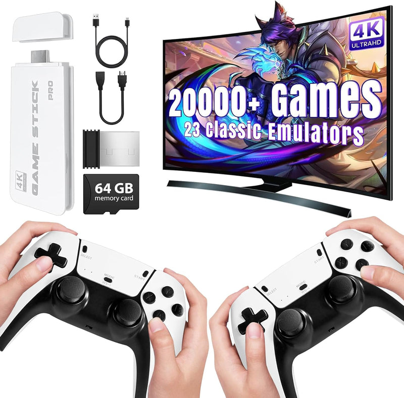 Consolă portabilă HDMI, 20.000+ jocuri, 4K, 64GB, 2 controllere wireless