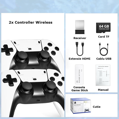 Consolă portabilă HDMI, 20.000+ jocuri, 4K, 64GB, 2 controllere wireless