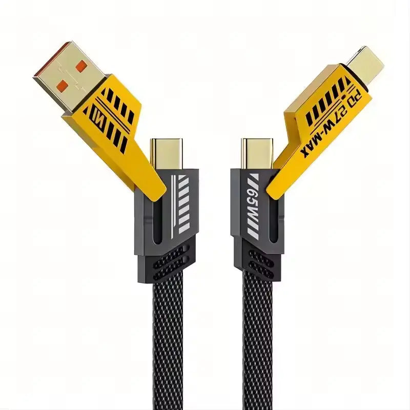 Cablu 4-in-1 pentru Încărcare Rapidă 65W Compatibil cu USB-C, USB-A, și Lightning