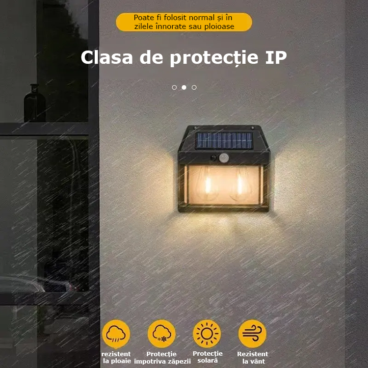 Lampa Solară CBK BK-888-2 cu Două Becuri, Senzor de Mișcare și Protecție la Apă pentru Exterior