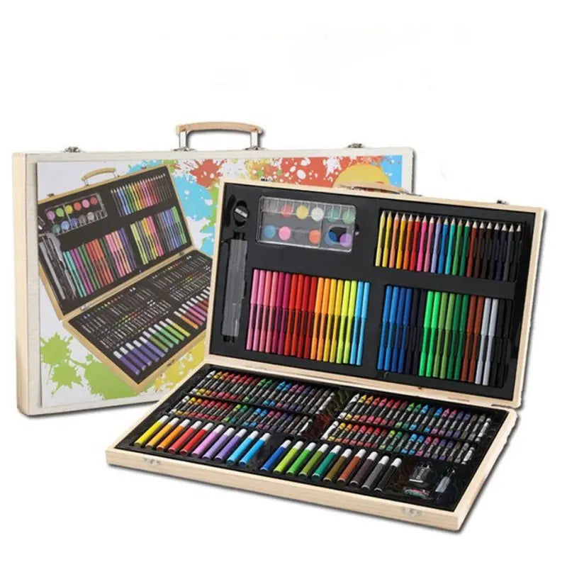 Set Complet de Desen pentru Copii, 180 Piese cu Creioane, Pasteluri și Accesorii
