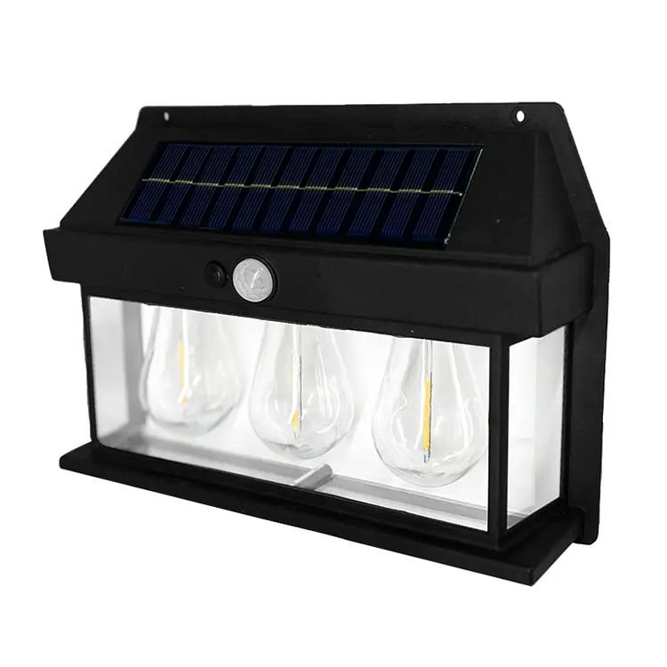 Lampa Solară Exterior cu 3 Surse de Lumină și Senzor de Mișcare, Rezistentă la Apă