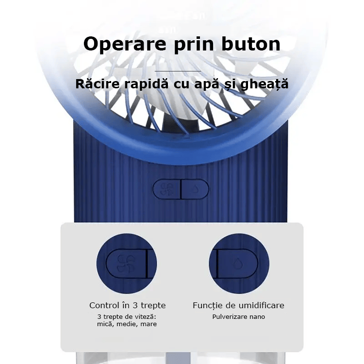 Mini Ventilator cu Răcire prin Abur – Portabil, Silențios, 2400mAh