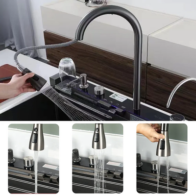Chiuvetă de Bucatarie cu Robinet și Bazin Rectangular din Oțel Inox