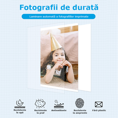 Kit hârtie foto 5 inch, 108 coli + 3 casete, sublimare termică, poze durabile și clare