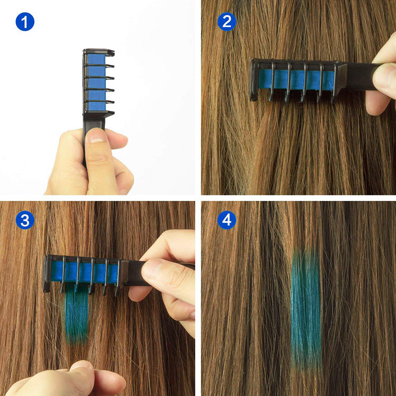 Hair Art: Vopsea temporară tip cretă pentru suvite, 10 culori vibrante si sigure