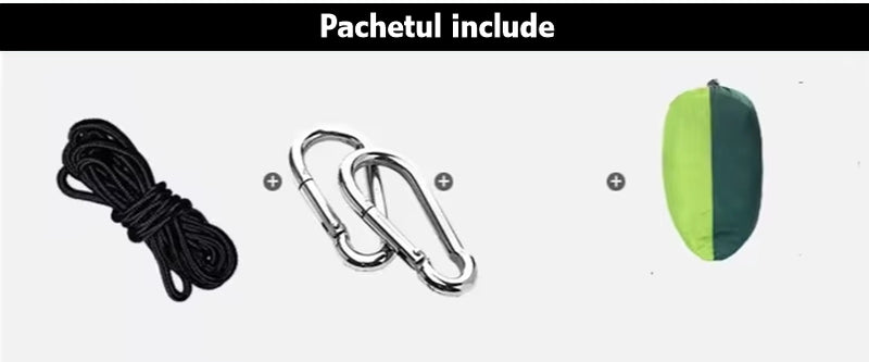 Hamac ultra-portabil cu sac de mână – material de parașută, ușor și rezistent
