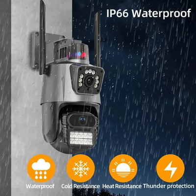 Cameră 360° Smart WiFi cu Dublu Obiectiv 3.2mm + 6mm, Full HD 6MP, Microfon, Alarmă și Stocare în Cloud