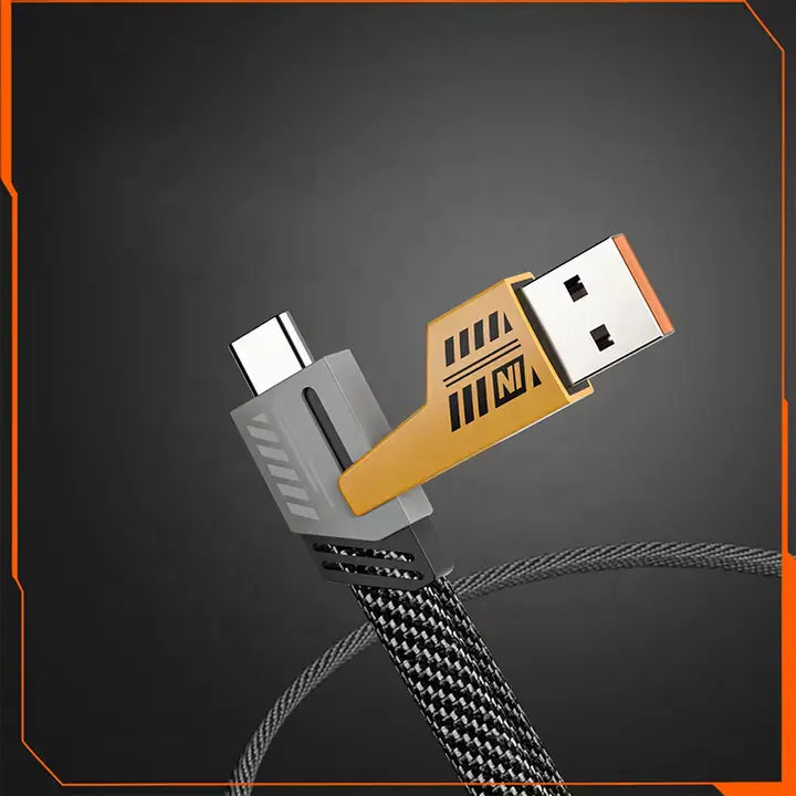 Cablu 4-in-1 pentru Încărcare Rapidă 65W Compatibil cu USB-C, USB-A, și Lightning