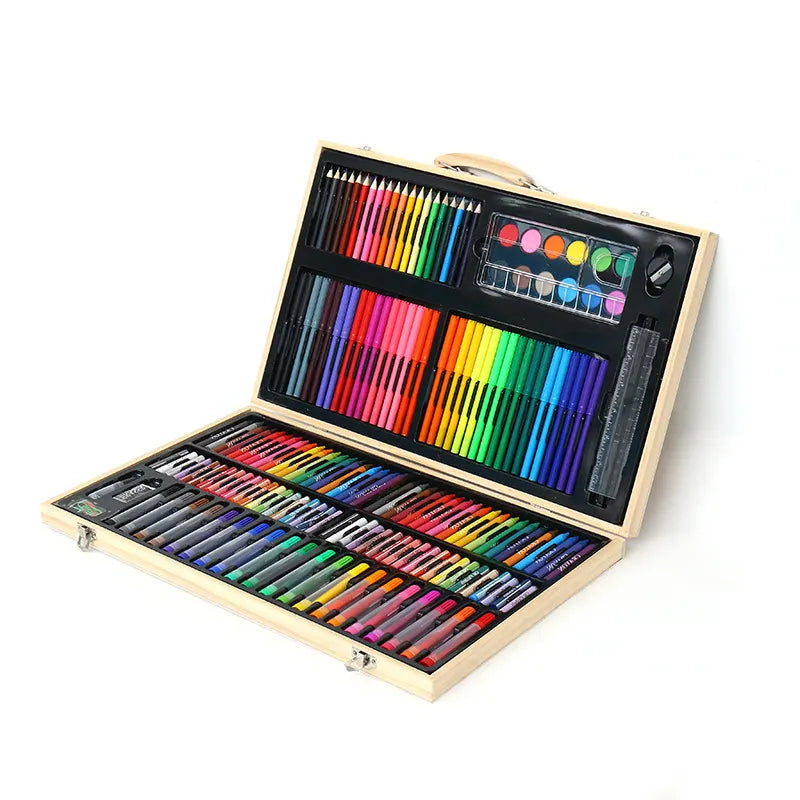 Set Complet de Desen pentru Copii, 180 Piese cu Creioane, Pasteluri și Accesorii
