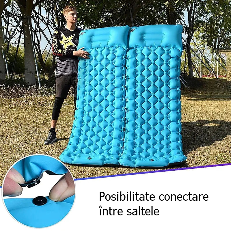 Saltea Gonflabilă de Camping cu Pompă Integrată
