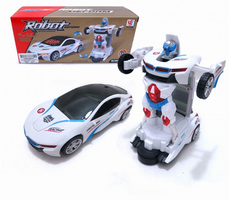 Jucarie 2 in 1 Masina Bugatti Veyron si  Robot Transformers, functie Bump& Go