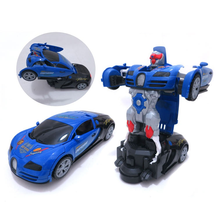 Jucarie 2 in 1 Masina Bugatti Veyron si  Robot Transformers, functie Bump& Go