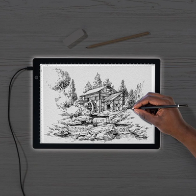 Tableta de desen iluminată Crelando Light Pad A4, 3 trepte de luminozitate, ultra-subțire, USB C