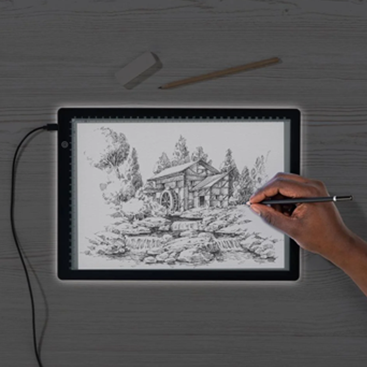 Tableta de desen iluminată Crelando Light Pad A4, 3 trepte de luminozitate, ultra-subțire, USB C