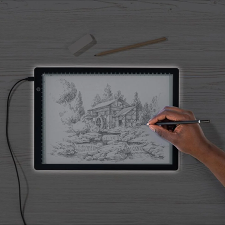 Tableta de desen iluminată Crelando Light Pad A4, 3 trepte de luminozitate, ultra-subțire, USB C