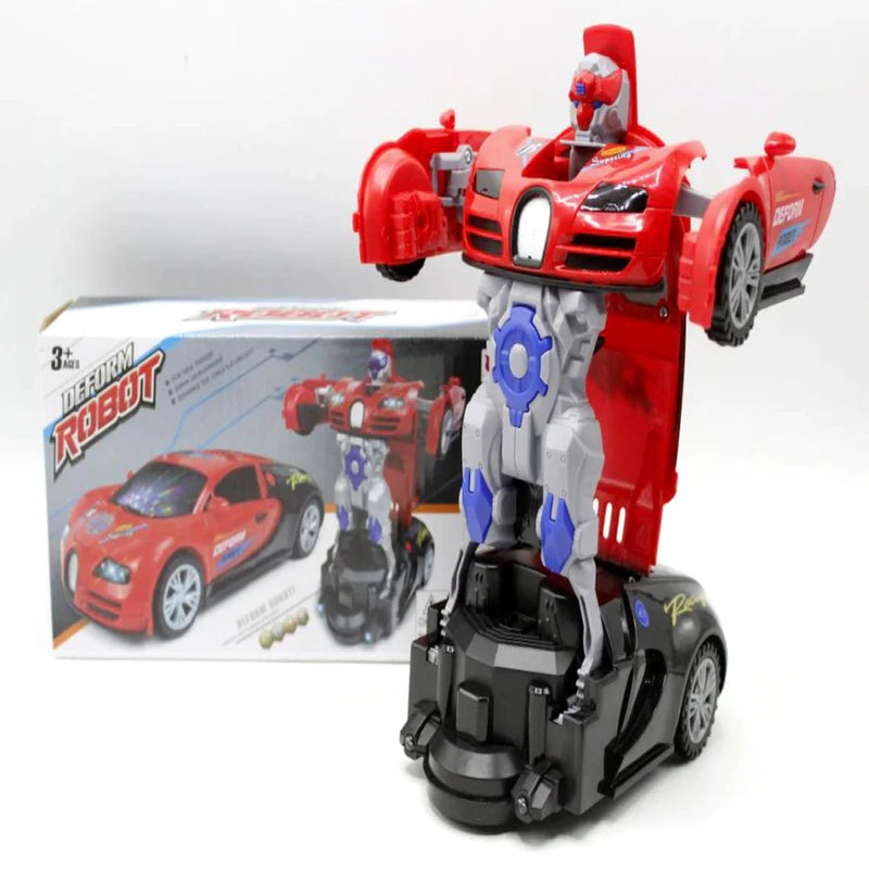 Jucarie 2 in 1 Masina Bugatti Veyron si  Robot Transformers, functie Bump& Go