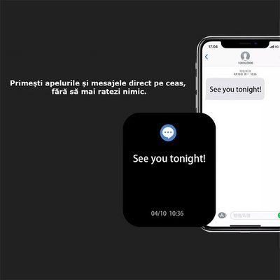 Ceas Inteligent WS-GS28, Funcții Fitness, Încărcare Wireless, Apeluri și Notificări