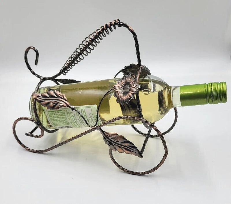 Suport Metalic  Sticlă de Vin cu Motiv Floral
