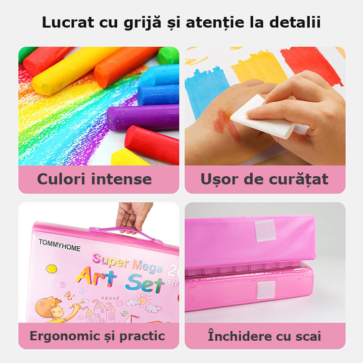 Trusa de desen 208 piese, Set creativ pentru copii cu creioane Trusa de desen 208 piese, Set creativ pentru copii cu creioane