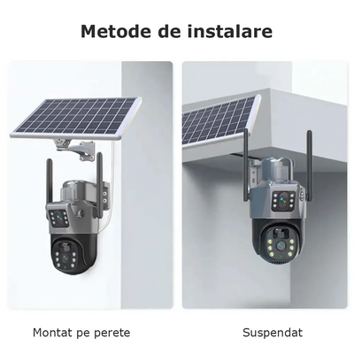 Cameră de Supraveghere Solară cu SIM, 4G, Audio și Detecție de Mișcare