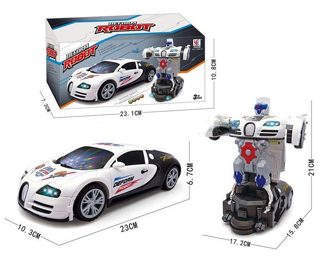 Jucarie 2 in 1 Masina Bugatti Veyron si  Robot Transformers, functie Bump& Go