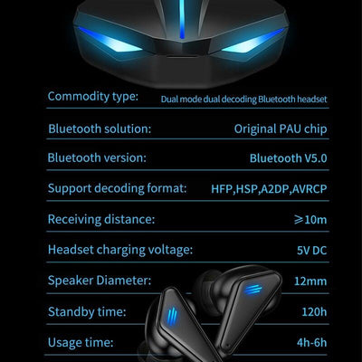 Casti wireless gaming K-55, stereo, 5.0, microfon, carcasa de incarcare 300mAh