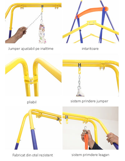 Leagan 2in1 cu saritor, Happy Baby Swing and Jumper, pentru interior/exterior, pliabil