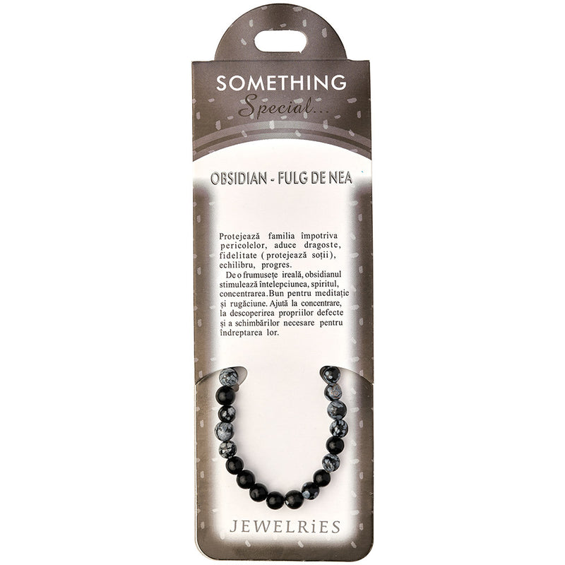 Bratara cu pietre Obsidian - Fulg de nea