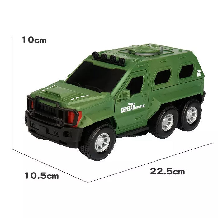 Masinuta militara cu sistem de tragere, rotatie 360 grade + 7 discuri fosforescente