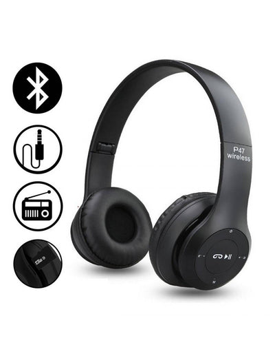 Casti wireless P47, Bluetooth 5.0, stereo, microfon, radio fm