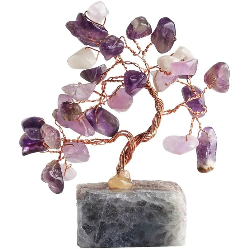 Copac decorativ Ametist pe suport de piatra, pietre semipretioase, 10 cm