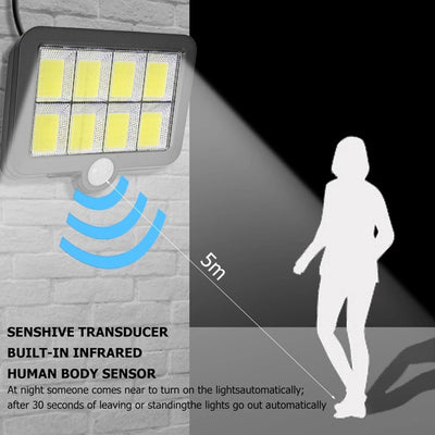 Lampa solara 128 LED 6 COB, senzor lumina si miscare, ip65