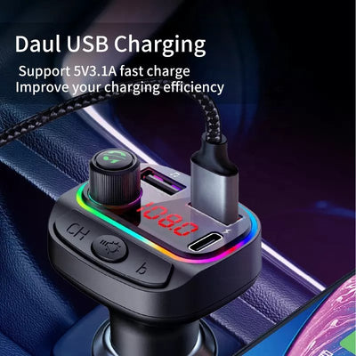 Modulator FM, mp3 player, incarcare rapida, 2x USB, 1 USB Type-C