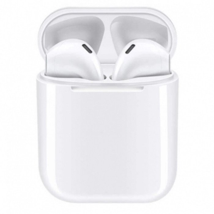 Casti Wireless i12 TWS, Bluetooth 5.0, Touch Control Sensor, IPX5, 3D sound, Noise Reduction Alb